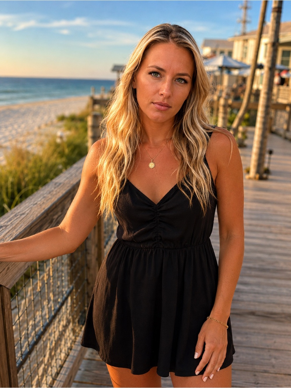 Black Mini Sundress with V-Neck NWT sz XS
